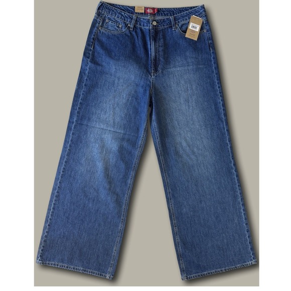 Dickies Denim - Dickies High Rise Wide Leg Skate Jeans 15/32 Mid Blue NWT Relaxed Streetwear